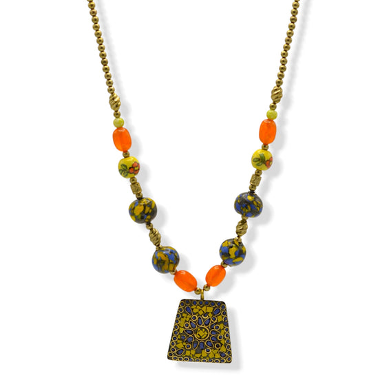 Multi color ceramic bead Pendant Necklace # FWNK-2209-44