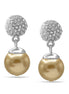 Silver Fire Ball Crystal And Champagine Pearl Drop Earrings # SQ321-10243565SCH(AB16/IC25)