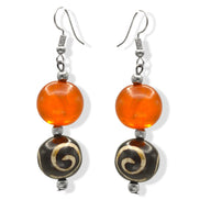 Amber and Brown Beads Drop Earrings#FWNK-2109-01-A-ER