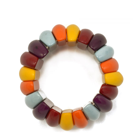 Multi Color Resin Beads Stretch Bracelet #FWNK-1907-20-A