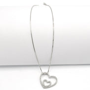 SILVER RHINESTONE HEART PENDANT NECKLACE  #N75514-CRY-RHOD (LD12)
