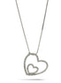 SILVER RHINESTONE HEART PENDANT NECKLACE  #N75514-CRY-RHOD (LD12)
