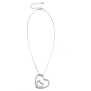 SILVER RHINESTONE HEART PENDANT NECKLACE  #N75514-CRY-RHOD (LD12)
