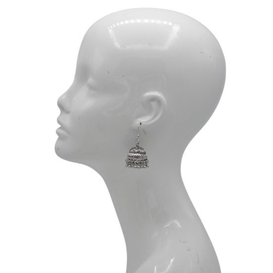 Silver-Tone Metal Indian Jhumka Earrings #GFE6284(GD8)
