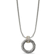 Two-Tone Round Crystal Pendant Necklace #13211NK