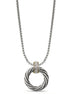 Two-Tone Round Crystal Pendant Necklace #13211NK
