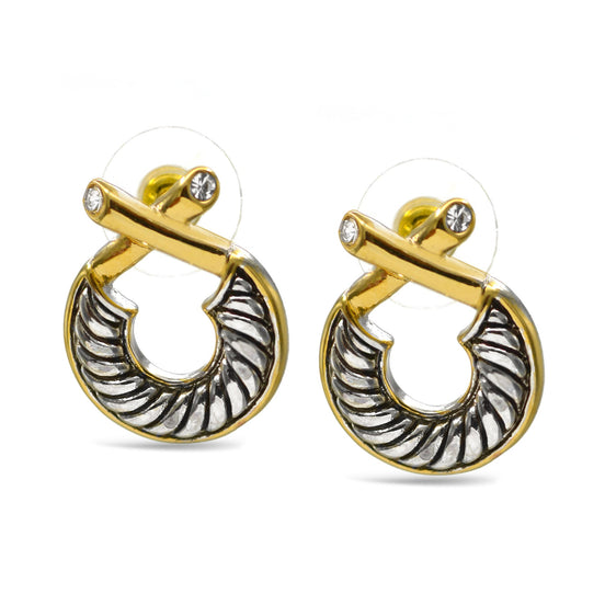 Two Tone Classic Cable Earrings #611091ER