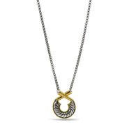 Two Tone classic Cable Pendant necklace #611091NK(FA19)
