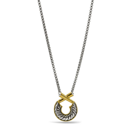 Two Tone classic Cable Pendant necklace #611091NK(FA19)