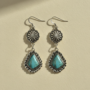 Boho Turquoise & Silver Drop Earrings – 2.3