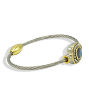 Premium Quality Two Tone Square abalony nature shell Twisted Rope Magnetic Clasp Bracelet #73014BR-ABAL