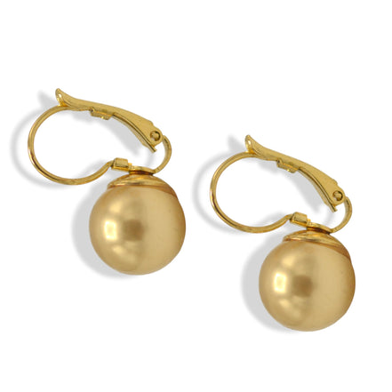 Gold-Tone & Faux Bead Drop Earrings with Lever Back 1"Inch  More Colors Available: Turquoise 🌊, Pink Champaign, Gold ⭐, and Black ⚫ #HNE90959
