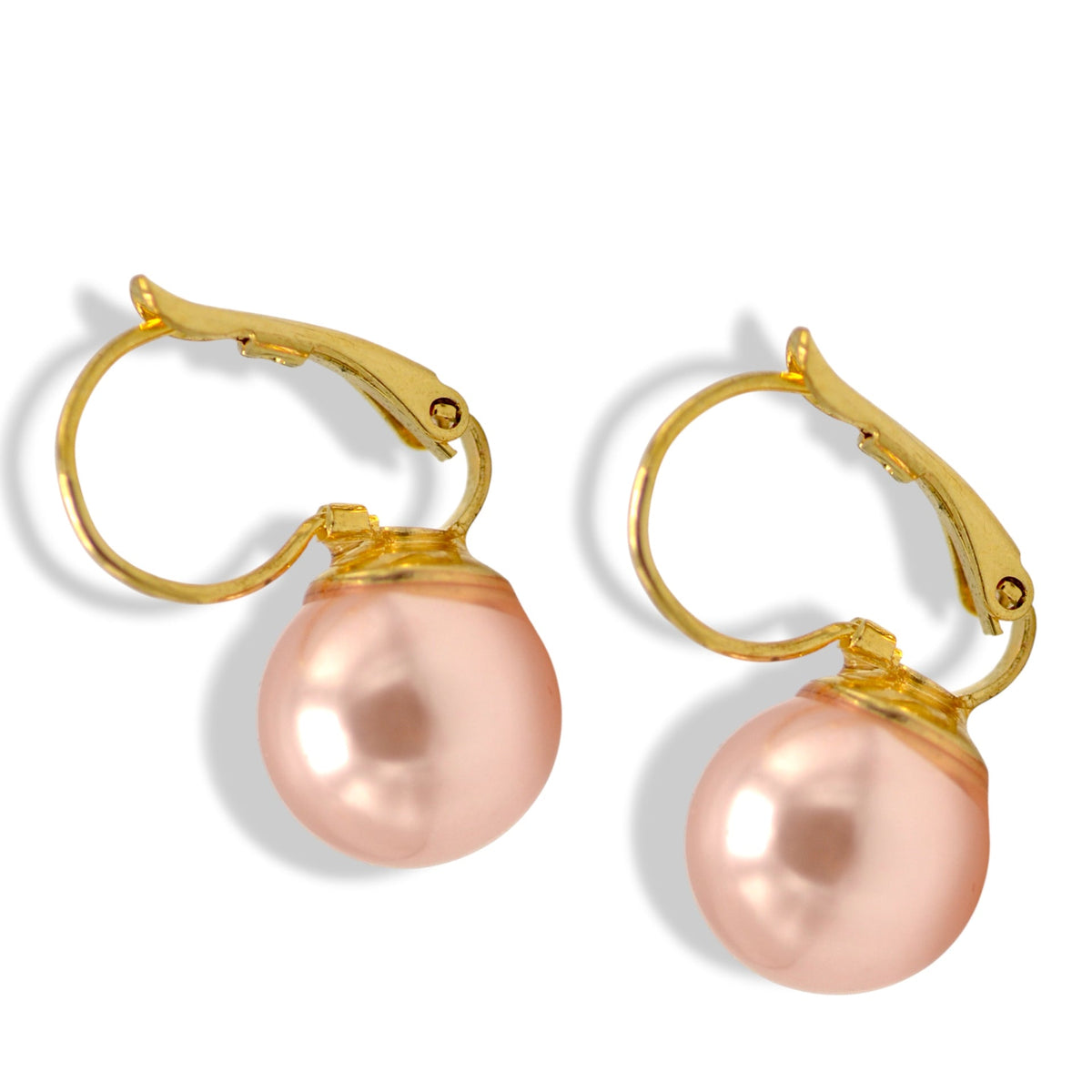 Gold-Tone & Faux Bead Drop Earrings with Lever Back 1