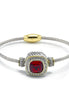 TWO TONE RED CRYSTAL CLASSIC CABLE BRACELET#93099BR-Red (FF13)