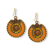 Boho Statement Earrings – Gold Dangle with Intricate Beadwork, 1.5 🎨 Color Options Available:💜 Purple & Gold 🔵 Blue & Olive 🟠 Orange & Brown #SE25049GD(NB16)