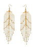 White and Gold Bohemian Seed Bead Long Tassel Earrings#SH-ER-1194(TE16)