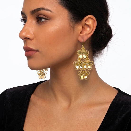 Multi-Flower Drop Earrings – Lightweight Dangle Statement Jewelry for Women #HNE91010-EARRING