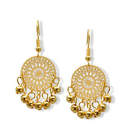 Gold or Rhodium round filigree drop Earrings #HNE91037(MH3)