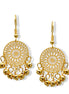 Gold or Rhodium round filigree drop Earrings #HNE91037(MH3)