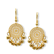 Gold or Rhodium round filigree drop Earrings #HNE91037(MH3)
