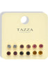 Tazza Crystal Collection: 6-Pair Multi-Color Stud Earring Set 8mm#GFE6444(OG22)