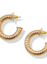 Textured Gold Tone Huggie Hoop Earrings with Post Back (1.25")#GFE6446(SF16)