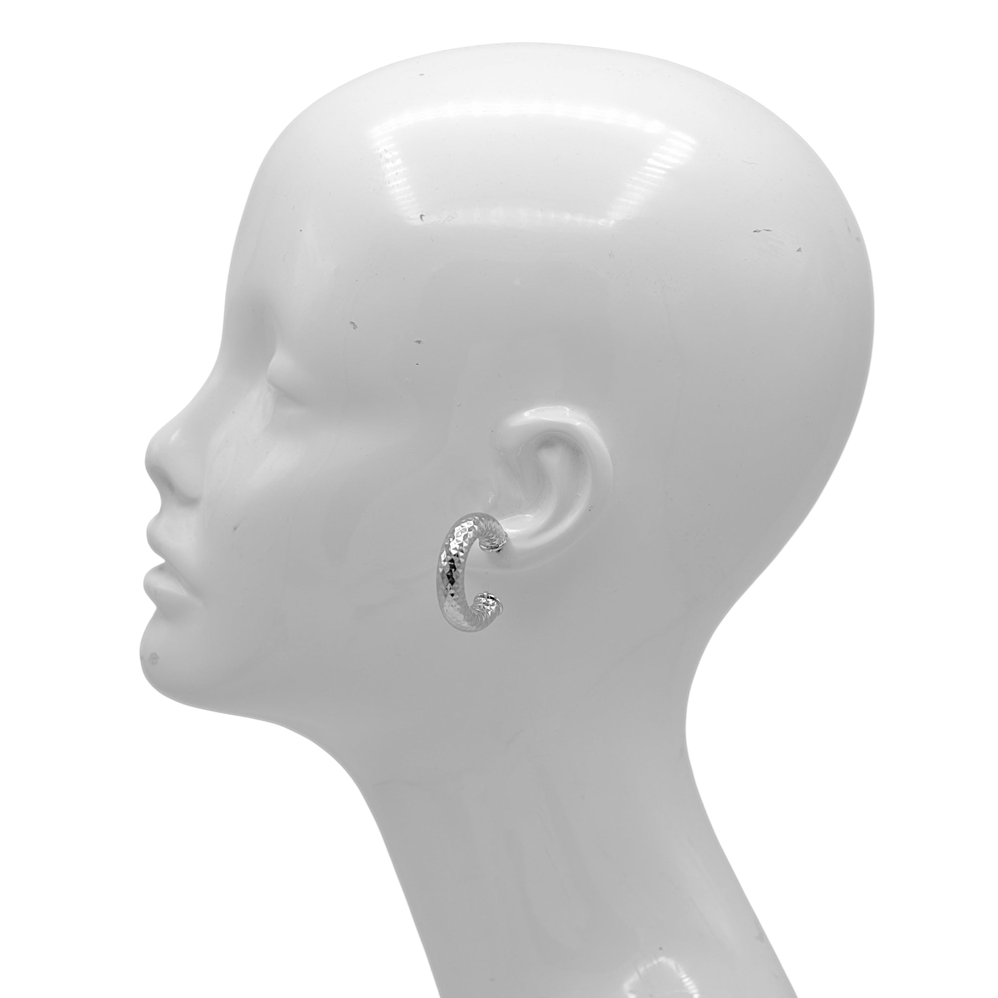 Textured Gold Tone Huggie Hoop Earrings with Post Back  (1.25