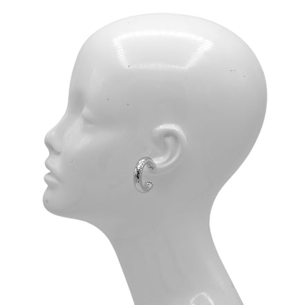 Textured Gold Tone Huggie Hoop Earrings with Post Back  (1.25")#GFE6447(SF16)