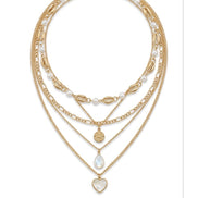 5 separate Necklace with Gold Cowrie Shells & Pearls #GFN5497(OH2)