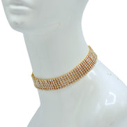 Six-Row Rhinestone Crystal Choker Necklace Gold ✨ or Silver 🤍# HNN91025-ASST