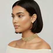 Six-Row Rhinestone Crystal Choker Necklace Gold ✨ or Silver 🤍# HNN91025-ASST