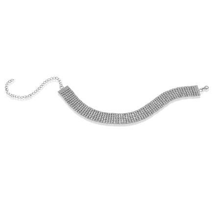 Six-Row Rhinestone Crystal Choker Necklace Gold ✨ or Silver 🤍# HNN91025-ASST