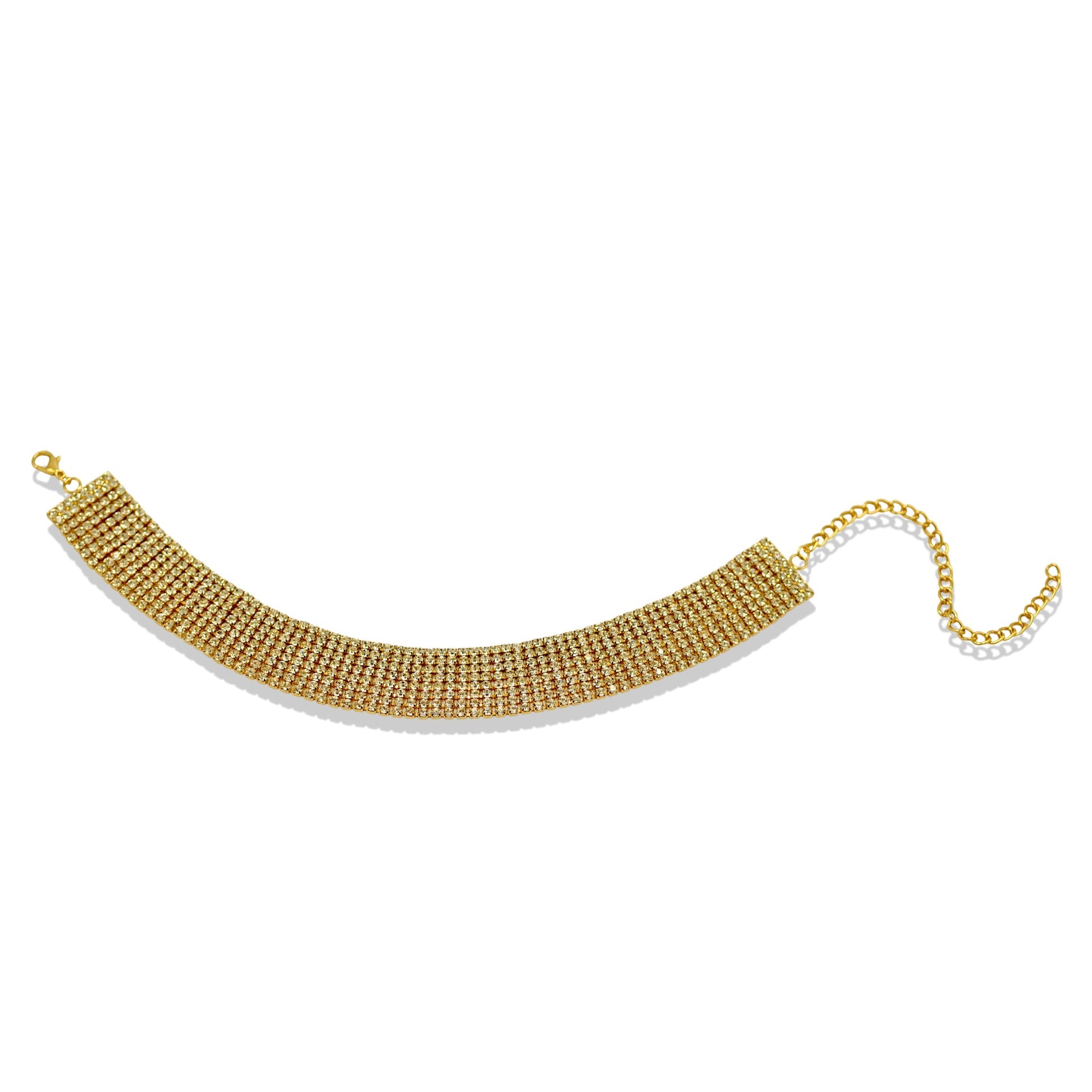 Eight-Row Rhinestone Crystal Choker Necklace Gold ✨ or Silver 🤍# HNN91026-ASST