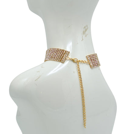 Eight-Row Rhinestone Crystal Choker Necklace Gold ✨ or Silver 🤍# HNN91026-ASST