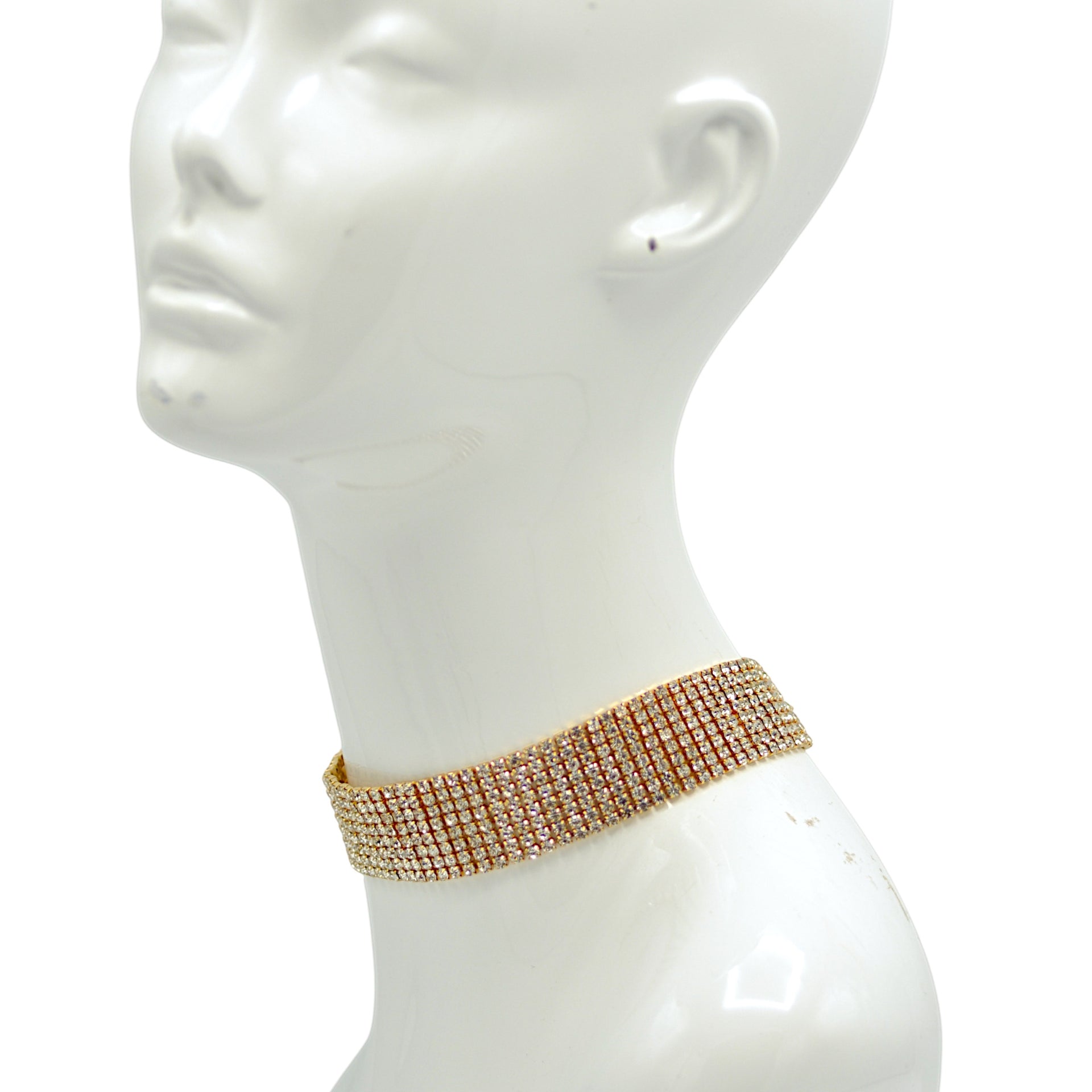 Eight-Row Rhinestone Crystal Choker Necklace Gold ✨ or Silver 🤍# HNN91026-ASST