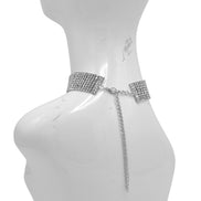 Eight-Row Rhinestone Crystal Choker Necklace Gold ✨ or Silver 🤍# HNN91026-ASST