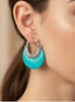 Bohemian Faux-Turquoise Crescent Hoops – 1.5" Statement Size #HNE91040-ASST