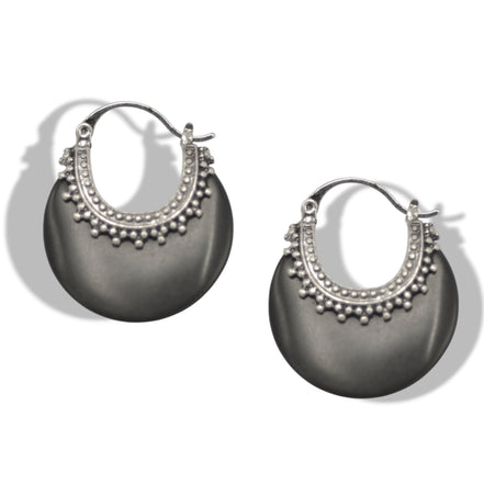 Bohemian Faux-Turquoise Crescent Hoops – 1.5" Statement Size #HNE91040-ASST