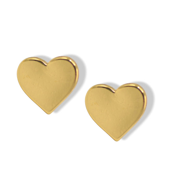 Solid Gold tone Heart Stud Earrings 0.5"#HNE90884-ASSORTED