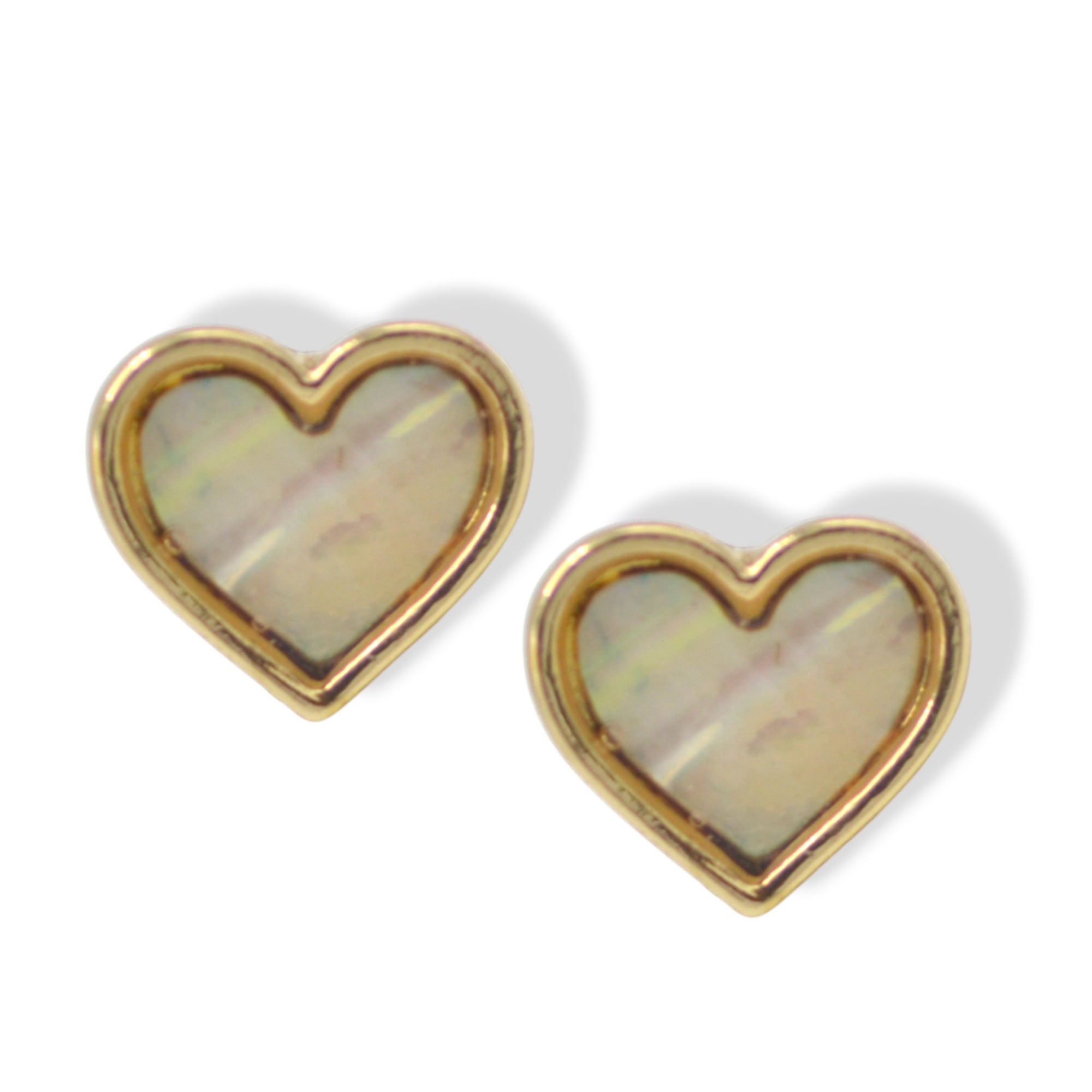 Solid Gold tone Heart Stud Earrings 0.5