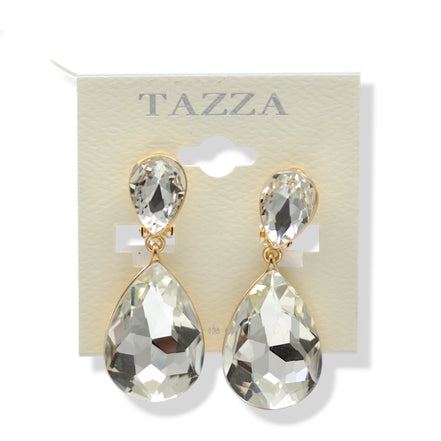 Faceted Crystal Teardrop Dangle Earrings #HNE91058-ASSORTED