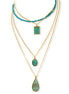 Multi-Layer Turquoise & Gold Pendant Necklace Set 26"#HNN91029GT(LA18)