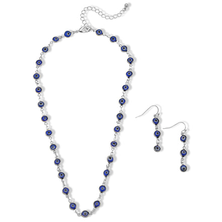 Evil Eye Protection Necklace & Earrings Set – 16" Necklace with 1.8" Earrings#HNN+E91062 - ASSORTED
