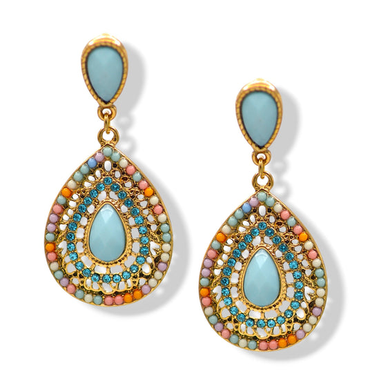 Bohemian Teardrop Dangle Earrings 1.9" #HNE91030-1GNM(HE5)