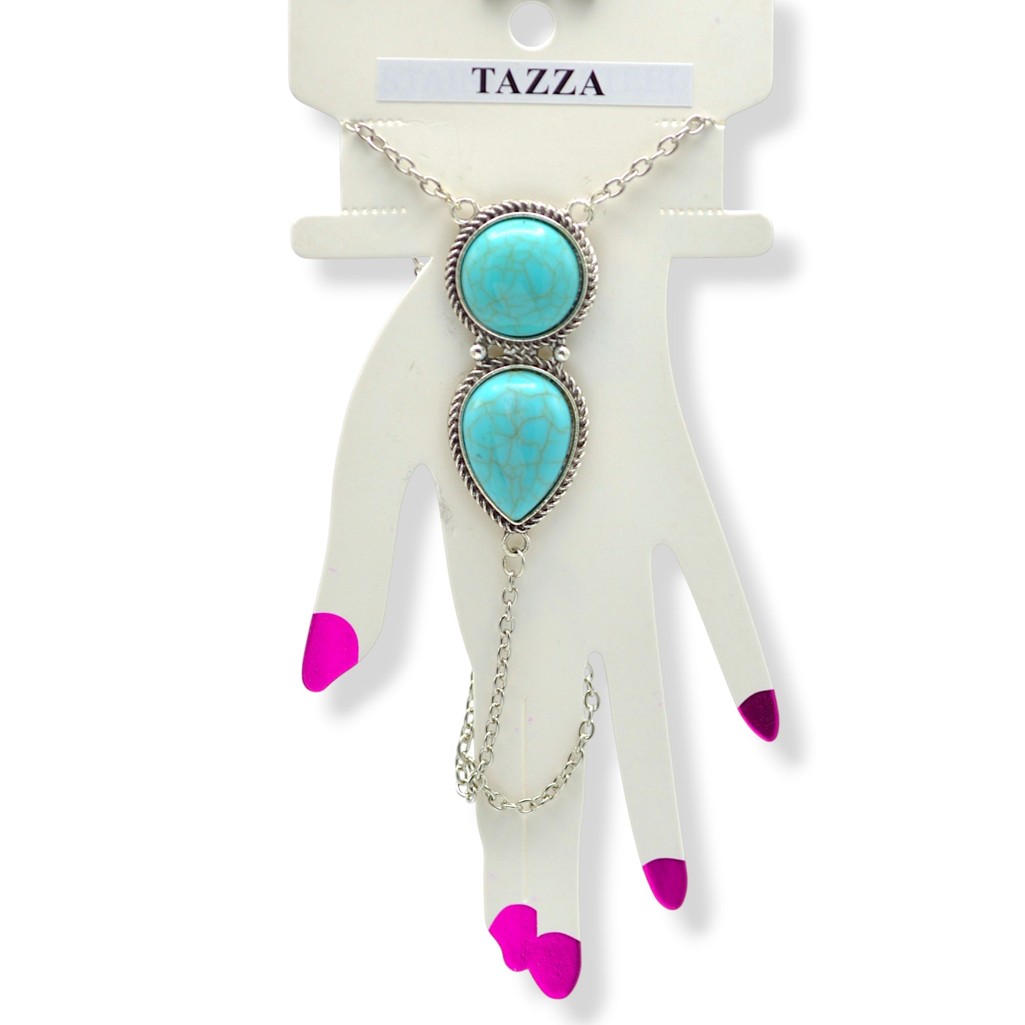 Turquoise Stone Hand Chain Bracelet #HNB+R91064(UD3)