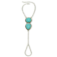 Turquoise Stone Hand Chain Bracelet #HNB+R91064(UD3)