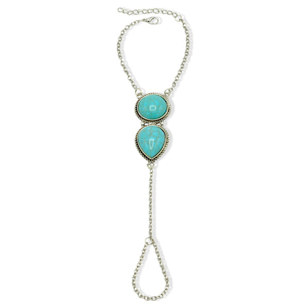 Turquoise Stone Hand Chain Bracelet #HNB+R91064(UD3)