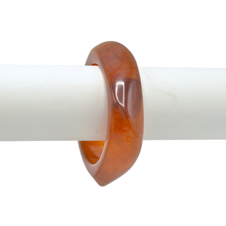 2.8" Oversized Square-Edge Tortoise Shell Resin Bangle Bracelet – Vintage Style Amber Geometric Bangle#GFB1723-2