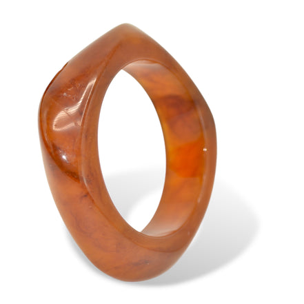 2.8" Oversized Square-Edge Tortoise Shell Resin Bangle Bracelet – Vintage Style Amber Geometric Bangle#GFB1723-2