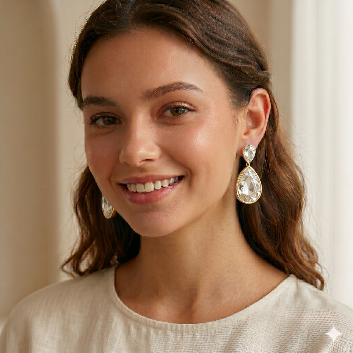 Faceted Crystal Teardrop Dangle Earrings #HNE91058-ASSORTED